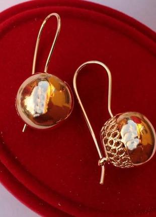 Серьги xuping jewelry шары 3.5 см золотистые