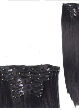 Волосся на заколках прямі чорні треси