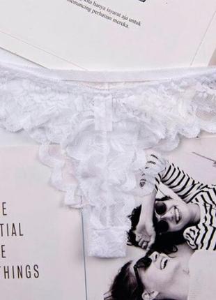 Стринги белые, женские стринги, стринги кружевные