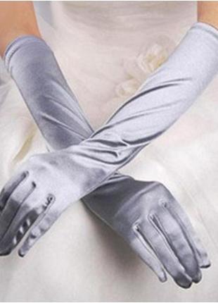 Перчатки атласні сірі