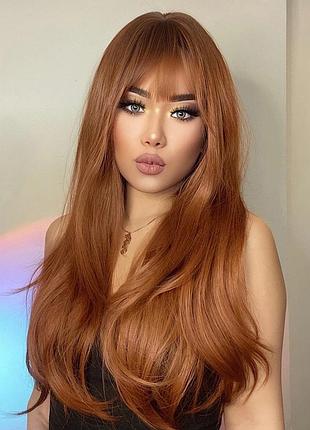 Парик рудий з щелепою, парик довге волосся, парик хвилястий