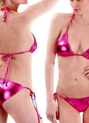 Купальник блискучий маліновий бікіні