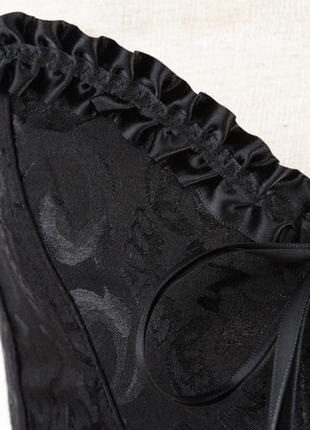 Корсет атласный черный на шнуровке, корсет женский жаккардовый2 фото