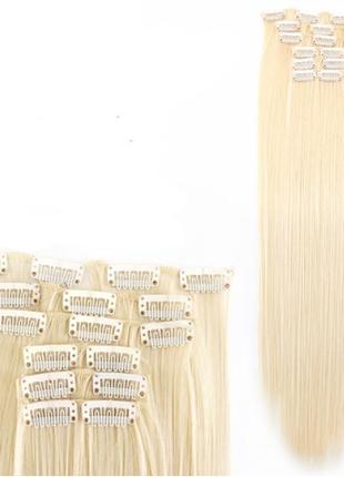 Волосся на заколках прямі блонд треси