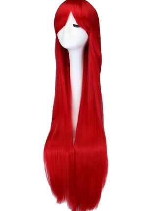 Парик красный длинный, парик 100 см красный