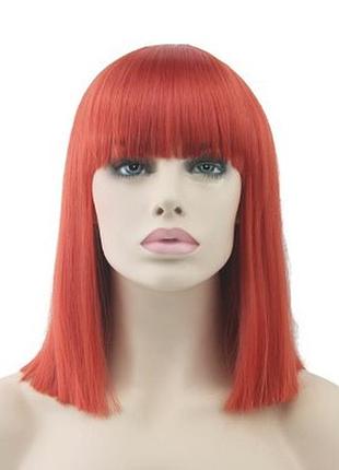 Перука червона каре пряме волосся