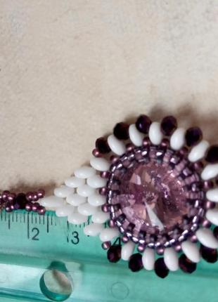 Женское украшение сережки ручной работы "нежность" из кристалов, японского бисера9 фото