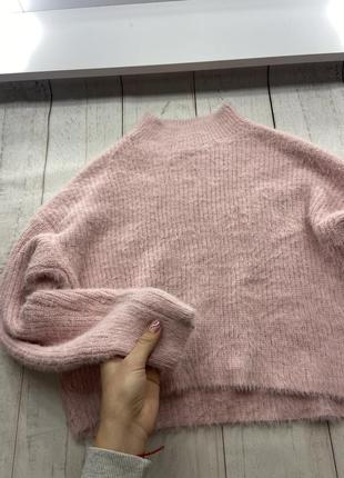 Плюшевая мягкая кофта розовая, укороченый свитер травка, свитерок тёплый мягкий, нежно розовый гольф