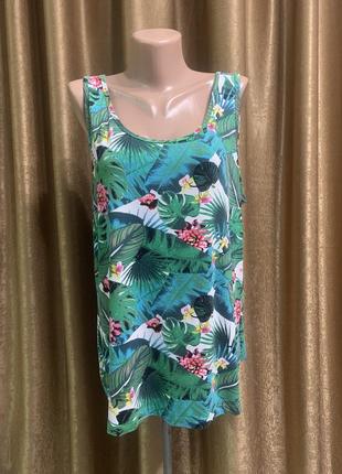 Майка с тропическим принтом laura torelli размер xl/ 2xl