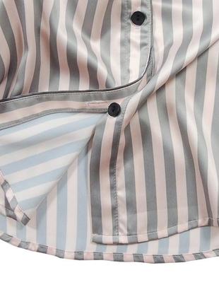 Пижама женская шелковая в полоску victoria's secret. пижама женская полосатая vs, р. m (розовая с серым)7 фото