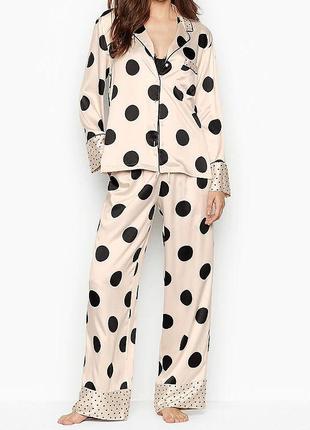 Пижама женская шелковая в горошек victoria's secret. пижама женская брендовая vs, размер s