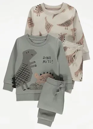 Костюм флис george (англия) за 1 шт   комплект набор полувер та штани на хлопчика з принтами 86 98 світл 104 черв