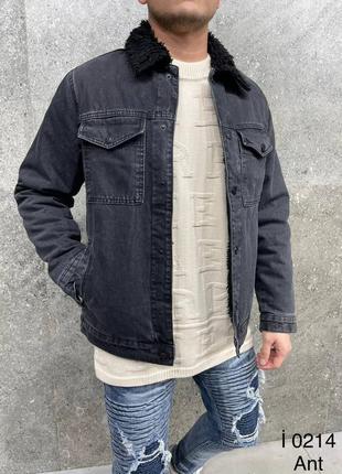 Джинсовка джинсовый пиджак мужская теплая мех турция / джинсовая куртка піджак курточка