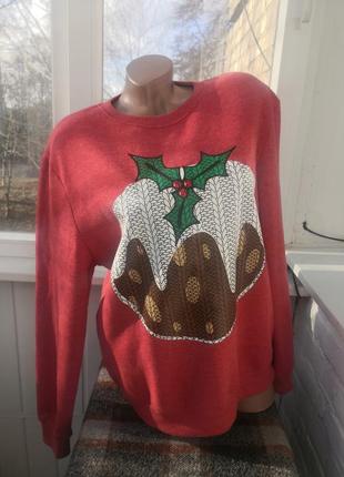 Рождественский тёплый свитер на флисе7 фото