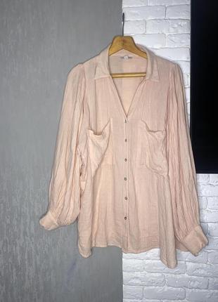 Подовжена вільна блуза блузка з об’ємними рукавами котон topshop, xxl 52р4 фото