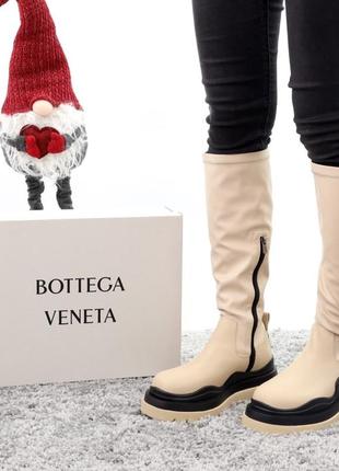 Женские ботфорты bottega veneta beige2 фото