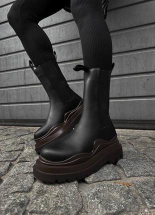 Женские ботинки bottega veneta black brown