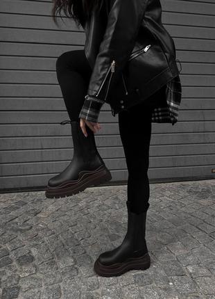 Жіночі черевики bottega veneta black brown