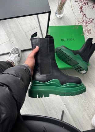 Женские ботинки bottega veneta black green1 фото