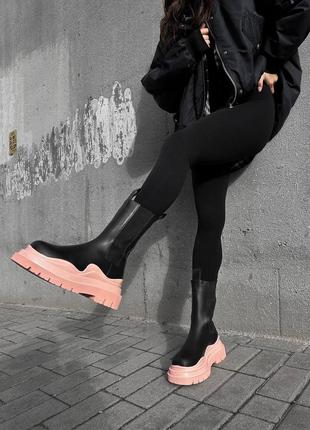 Женские ботинки bottega veneta black pink4 фото