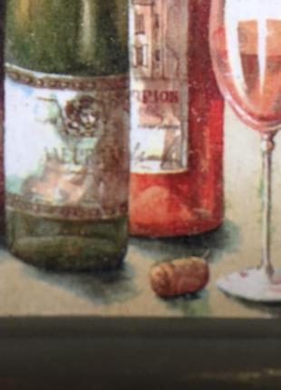 Картина в техніці декупаж «вино»3 фото