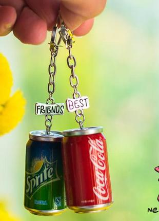 Брелоки для двоих друзей "best friends sprite. coca cola". цена за 1 комплект