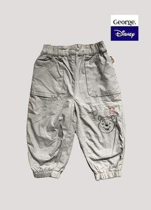 Стильные штаны брюки джоггеры на малыша disney at c&a на подкладке с винни пухом и тигром