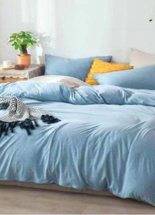 Наволочка для подушки теплая мягкая зимняя фланель голубого цвета 50х70 см3 фото
