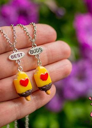 Кулон для друзей "best buds. мороженое красное сердце". цена за набор
