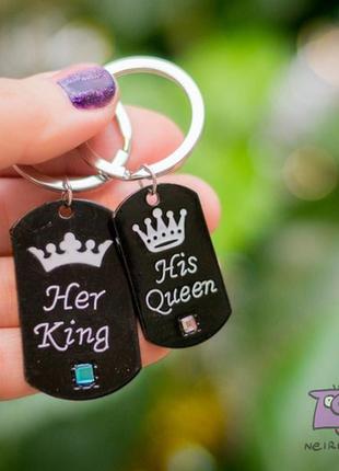 Брелоки парные для влюбленных her king. his queen". цена за 1 пару