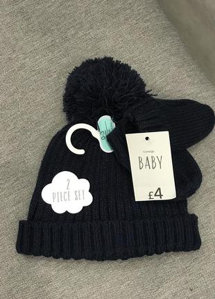 Комплект на новонародженого шапочка та рукавички george