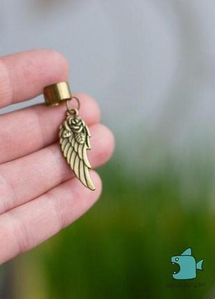 Каф "крило з трояндою". колір бронза. ручна робота