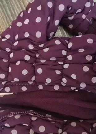Фиолетовая куртка в горошек +рукавички8 фото