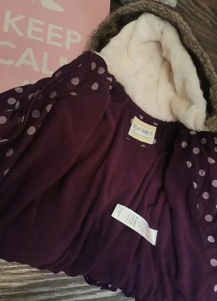 Фиолетовая куртка в горошек +рукавички6 фото