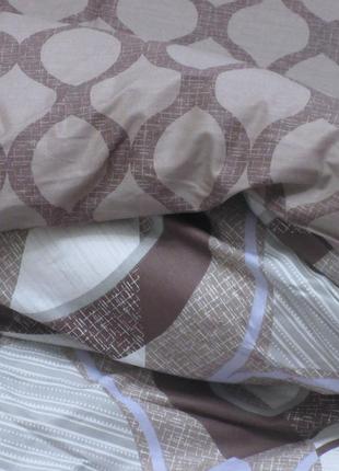 2-х спальний комплект постільної білизни, україна, тканина сатин люкс, абстракція, коричневий з компаньйоном2 фото