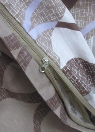 2-х спальний комплект постільної білизни, україна, тканина сатин люкс, абстракція, коричневий з компаньйоном6 фото