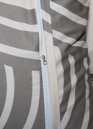 Євро комплект постільної білизни, україна, тканина сатин люкс, геометрія, бежевий з компаньйоном6 фото