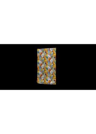 Декоративна тканина для портьєр римських штор, покривал іспанія різнокольорові кали на помаранчевому тлі5 фото
