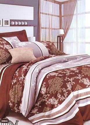 Евро комплект постельного белья, украина, ткань ранфорс, 100% хлопок, орнамент, коричневый r19881 фото