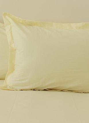 2-х спальный комплект постельного белья, украина, ткань сатин люкс-турция, однотонный, светло-желтый3 фото