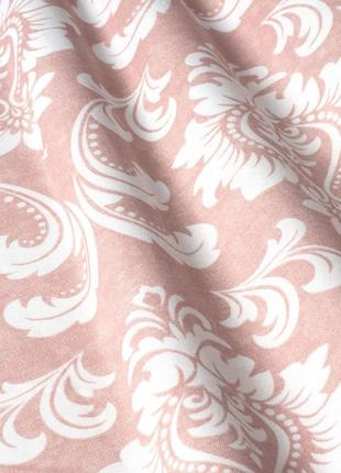 Тканина для оббивки меблів, для штор, скатертин, серветок, покривал, туреччина, білий вензель на бежево-рожевому тлі