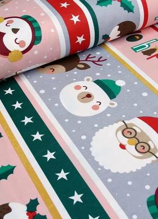 Новорічна тканина, бавовна з тефлоном, для штор, скатертин, серветок, туреччина, новорічні побажання різнокольоровий1 фото