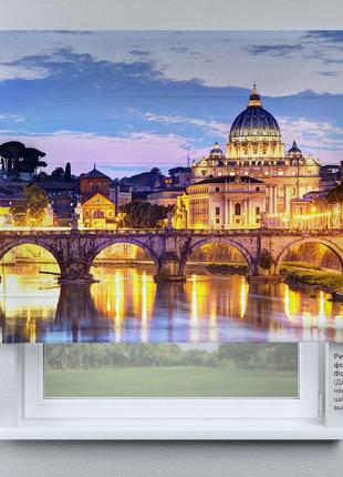 Римская штора с фотопечатью, веревочный карниз, блэкаут перфект, солнцезащитная,  ночной город, 140х170 см9 фото