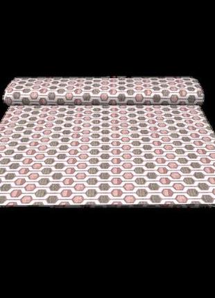 Тканина для оббивки меблів, для штор, скатертин, серветок, покривал, туреччина, геометрія, сіро-рожевий3 фото