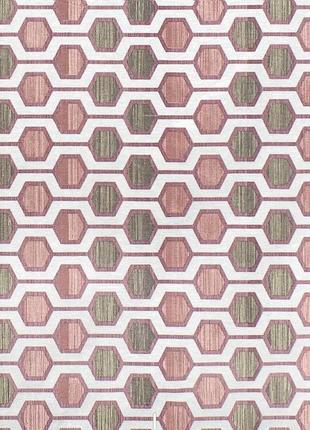 Тканина для оббивки меблів, для штор, скатертин, серветок, покривал, туреччина, геометрія, сіро-рожевий2 фото