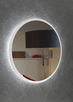 Белое круглое зеркало с подсветкой 800 мм3 фото