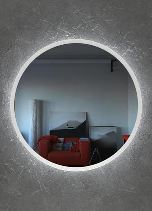 Белое круглое зеркало с подсветкой 800 мм2 фото