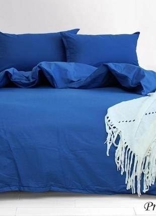 2-х спальный комплект постельного белья украина ранфорс 100% хлопок однотонный синий princess blue2 фото