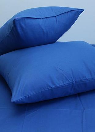 2-х спальный комплект постельного белья украина ранфорс 100% хлопок однотонный синий princess blue3 фото