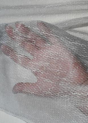 Однотонная текстурная тюль-сетка с легким блеском с утяжелителем для гостиной детской спальни  светло-серый2 фото